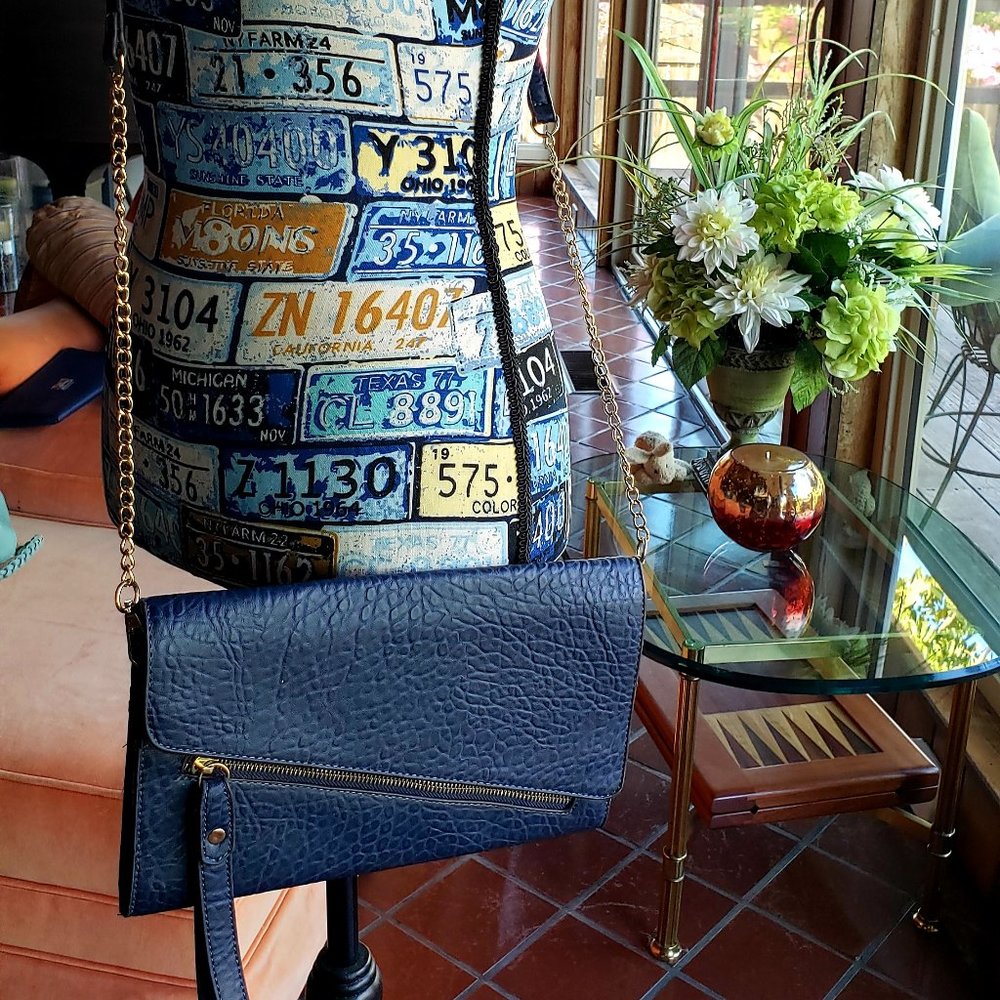 CROSSBODY CONVERTIBLE POCKETBOOK PURSE - Navy Slim Wristlet NWOT - Picture 7 of 10
